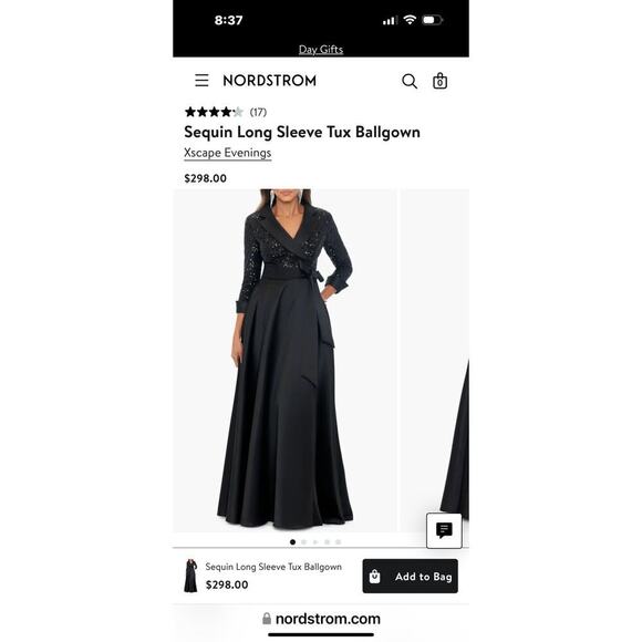 Xscape Women's Evening Sequin Long Sleeve Tux Ballgown Black Size 6 NWT - Picture 7 of 12